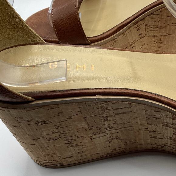 M. Gemi Cognac Tanned Leather Cork Platform Sandal 39 8.5 US - Picture 7 of 11
